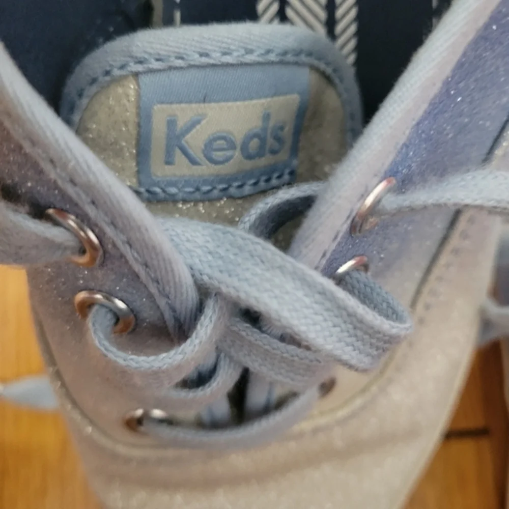 Keds Women's Blue Ombré Glitter Sneakers Sz 6.5‎ Sparkle Swiftie Concert Lace Up